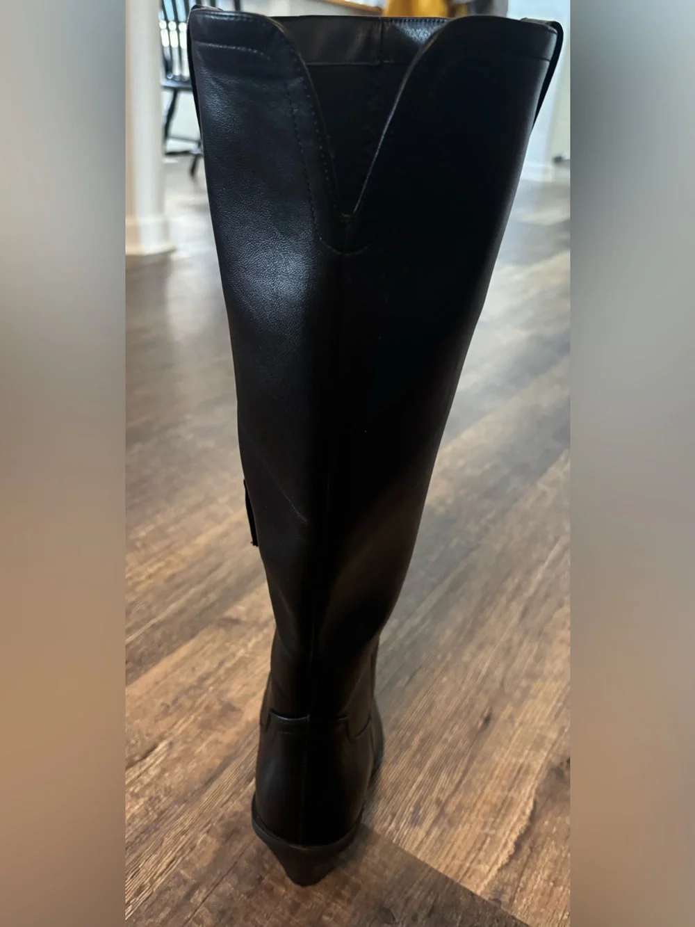Classic Black Over-the-Knee Leather Boots - Elevated Heel